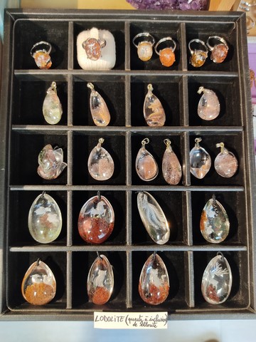 pendentifs en Lodolite - quartz à inclusions